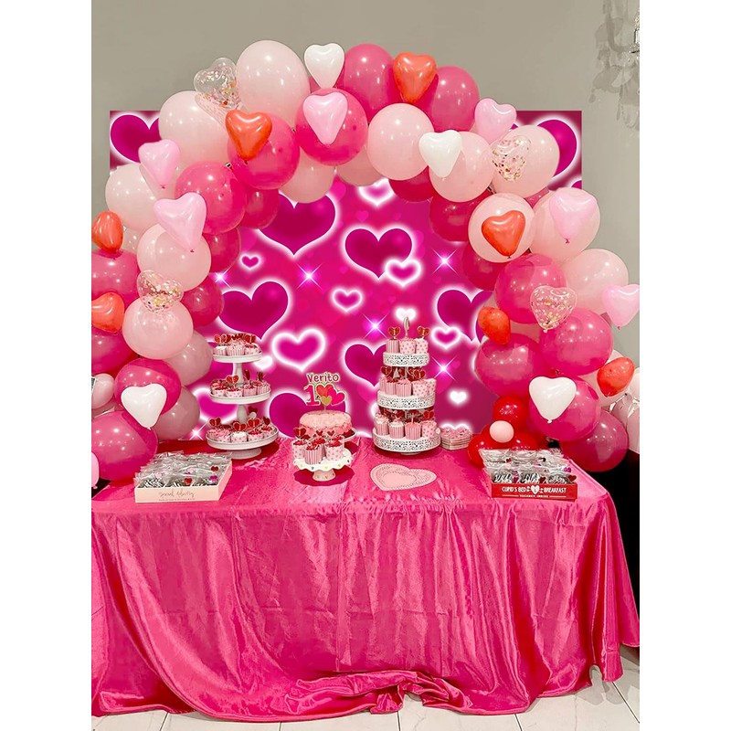 Heart Shape Backdrop Valentines Day Decoration 7x6ft Early 2000s Photography