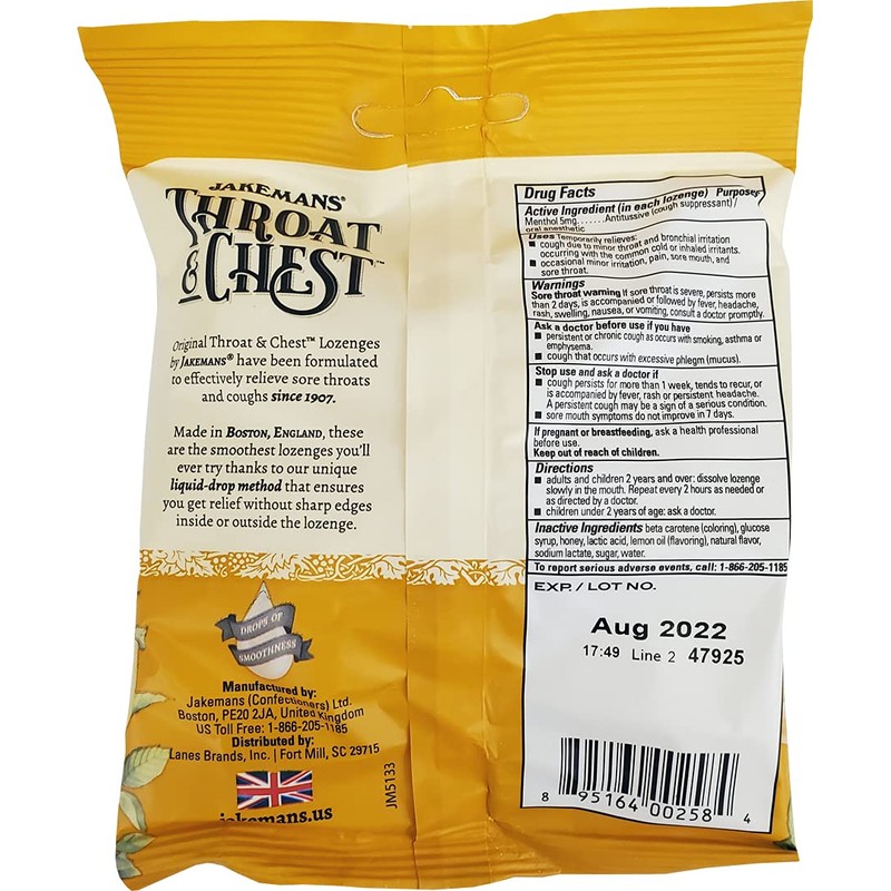 Jakemans Honey and Lemon Throat & Chest Lozenges Cough Drops