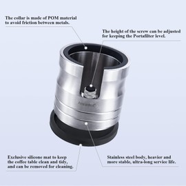 AMRANKUO Portafilter Holder - Espresso Tamping Station Crafted from Solid 304 Stainless Steel for Most 58mm Portafilters with Adjustable Height Screw | Stable and Efficient Puck Preparation