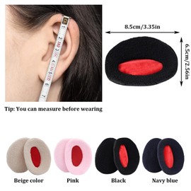 YSTJKD 4 Pairs of Earbags Ear Warmers Women/Men Ear Warmers Without Band Earmuffs Thick Earbags Winter Strapless Ear Warmers Winter for Keeps Warm Winter (M, Black/Navy/Pink/Beige), Black, Navy,
