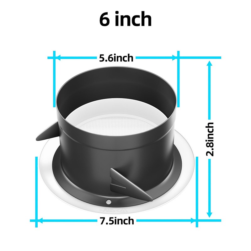 6-inch ABS Vent Cover, White Round Soffit Exhaust Cover Louver