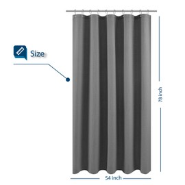 Stall Fabric Shower Curtain Waffle Weave 54 Wide by 78 Long, Hotel Luxury Spa, Water Repellent, Machine Washable, 230 GSM Heavy Duty, Spa, Gray Pique Pattern Decorative Bathroom Curtain