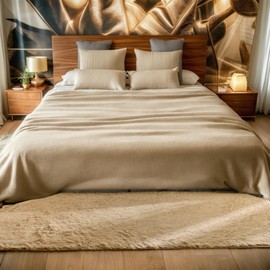 Poboton Super Soft Shaggy Area Rugs Fluffy Carpets, Indoor Area Rugs for Living Room Bedroom Kids, College Students Home Decor, Rectangular Fuzzy Rug, 2x6 Feet, Solid-LightTan