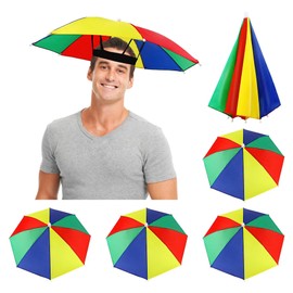 RAKUTE Pack of 5 Umbrella Hat as Fun Gift for Carnival Umbrella Hat Fun Accessory Head Umbrella Foldable Umbrella Hat for Decoration Costume Golf Cycling Fishing Gardening