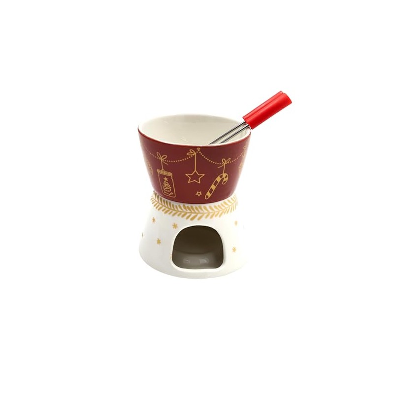 Tognana, Cioccolatiera con forchettine Sweet Chrismas, Stoneware, Multicolor