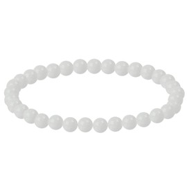 Eledoro PowerBead Flex Bracelet, Made of Gemstone Beads, 6 mm, White