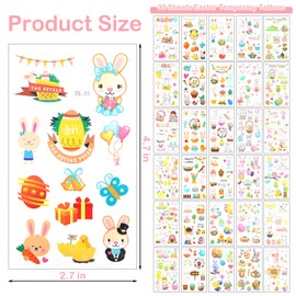 300PCS(30Sheets ) Easter Temporary Tattoos Kids Tattoo Stickers For Kids Fake Tattoos Waterproof Tattoos Party Tattoos Party Favors Tattoos Cartoon Tattoos Birthday Tattoos Animal Temporary Tattoos For Kids Birthday (300PCS Easter Temporary Tattoos)