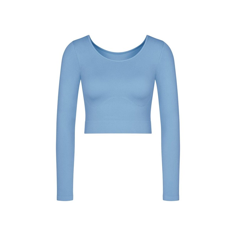 Sloggi Women's Ever Infused Relax Crop Top Ls Undershirt, Azura