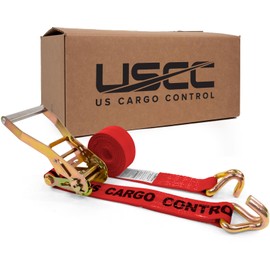 US Cargo Control Wire Hook Ratchet Straps 2 Inch x 12 Foot (10-Pack), 10,000 LBS Break Strength, Ratchet Straps Heavy Duty with Double J Hooks, Red Cargo Tie Downs for Flatbed Trailers and Trucks