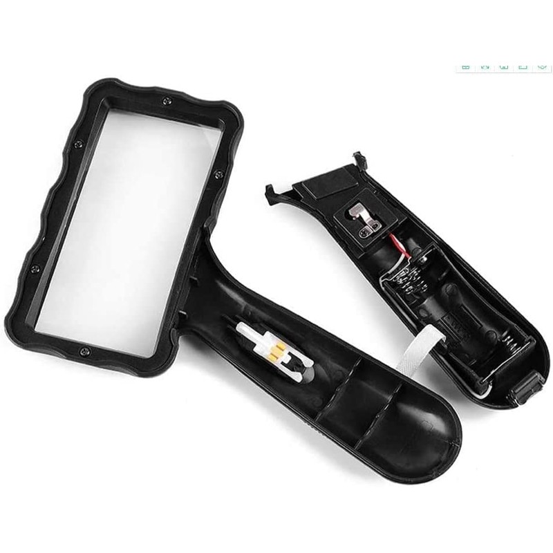 Lupa rectangular de mano, lupa de luz LED, lupa de