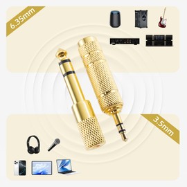 BlingKingdom 4pcs Headphone Adapter Jack 6.35mm (1/4 Inch) Male to 3.5mm (1/8 Inch) Female and 3.5 mm (1/8 Inch) Male to 6.35 mm (1/4 Inch) Female Stereo Adapter for Headphone, Guitar Amplifier