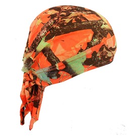 Camouflage Bandana Hunting Mossed Oak Orange Camo Leaf Bright Hi Vis Cotton Skull Cap