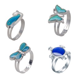 COLORFUL BLING Mood Rings Dinosaur Rings Set Color Changing Emotion Feeling Temperature Finger Ring Cute Tyrannosaurus Triceratops Butterfly Turtle Adjustable Knuckle Ring for Women -Style 1