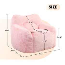 Warmiehomy Bean Bag Chair with Armrests Stuffed High-Density Foam - Comfy BeanBag Floor Sofa for Adults in Living Room,Bedroom Reading Watching TV(Pink)