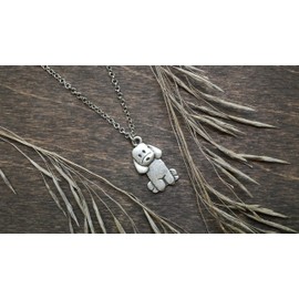 Goldendoodle Labradoodle Charm Necklace, Golden Lover Gift, Silver Metal Dog Pendant on a Chain, Ladies I Love Poodle Mix