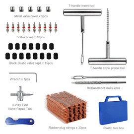 VonLux Tyre Repair Kit, Car Tyre Repair Kit, 67-Piece Heavy Duty Flat Tyre Repair Set, Tubeless Car Tyre Puncture Kit, for Car, Motorcycle, Truck, ATV, Tractor etc.