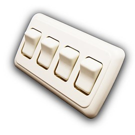 American Technology Components Quad SPST On-Off Switch with Bezel, 12-Volt, for RV, Trailer, Camper (Almond)