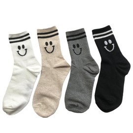 KAIGOBOX Women's Crew Socks Athletic Socks Striped Fashion Ladies Socks 4 Pairs