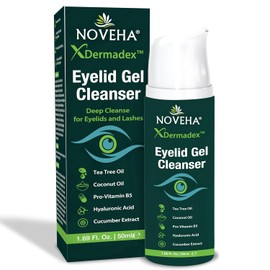 NOVEHA Demodex Gel Limpiador Extra Fuerte para Párpados - para Demodex, Mgd y Ojo Seco Con Pro-Vitamina B5, Aceite de Árbol de Té, y Ácido Hialurónico - Limpieza Suave, Alivia La Picazón Del Párpado