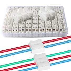 FULARR 62Pcs Spring Wire Connectors, Quick Connector Spring Connector, Electrical Cable Clamp Terminal Block Connector, LED Strip Light Wire Connecting –– 50Pcs CH2 + 12Pcs CH3