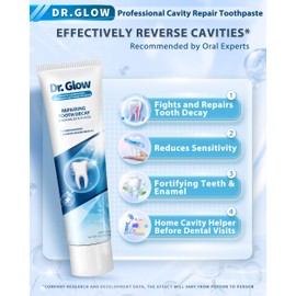 Dr. Glow Adult Cavity Repair Toothpaste, Cavity Reversing Hydroxyapatite Toothpaste, Cavity Filler for Tooth Remineralization, Tooth Decay Treatment Repair, Enamel Repair Cavity Remover, 3.52oz X 2