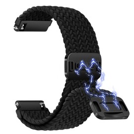 KoGiio For 22 mm 20 mm braided bracelet for 22 mm, men's and women's replacement watch strap, magnetic replacement straps compatible with 22 mm, black