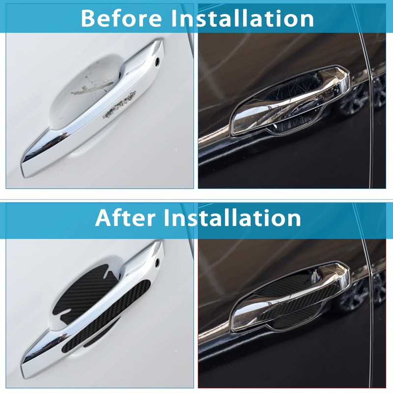 Aphrordity 16 Pcs Car Door Handle Scratch Protector Carbon Fiber,