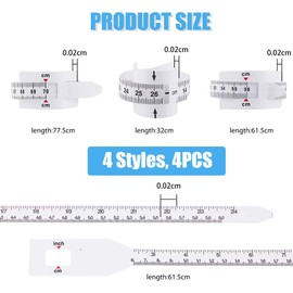 SUPERFINDINGS 4 Pieces 4 Styles PP Plastic Head Circumference Tape Measure Body Physical Health Size Meter Sublimation Blanks Tumbler Width Gauge