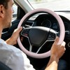 14.5-15 Inch Steering Wheel Cover Non-Slip Leather, Pink