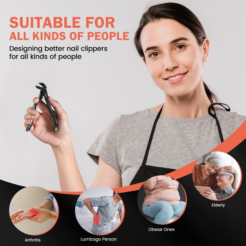 BEZOX Senior Nail Clippers - Upgraded Long Handle Curved Head