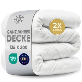 LILENO HOME Premium Duvet 135 x 200 cm, All Season Duvet (Set of 2), Washable at 95 °C, Sanitized and Oeko-Tex Blanket, 135 x 200 cm, Allergy Sufferers, Low Noise and Cloud Soft, Microfibre Blanket, Made in EU