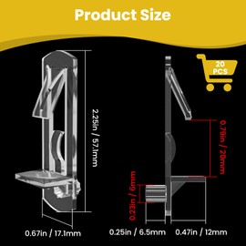 UBANU Transparent Shelf Support Column, 20 Shelf Pin Self-Locking Bracket Clips, Suitable for Cabinets, Furniture Bookshelves, 6mm Feet X 3/4 Inch Thick Shelves.