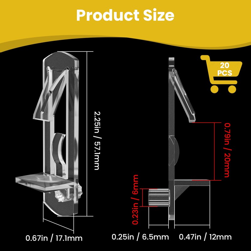 UBANU Transparent Shelf Support Column, 20 Shelf Pin Self-Locking Bracket