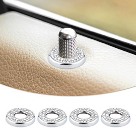 4pcs Bling Inner Car Door Lock Cover, Car Rhinestone Rod Decorative Sticker Bling Car Door Lock Accessories Compatible with Benz Class E/A/B/C (Silver)