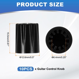 sourcing map 10pcs Black Guitar Effect Pedal Knob, 5/8" Plastic Insert Electric Guitar Knobs for Amplifier Guitar Bass Volume Control
