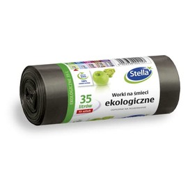 Stella 004157 Bin Liners Eko 35 L | Pack of 15 | Rubbish Bags for Household Waste Office Made of Thick LDPE Regranulate Film Colour: Black