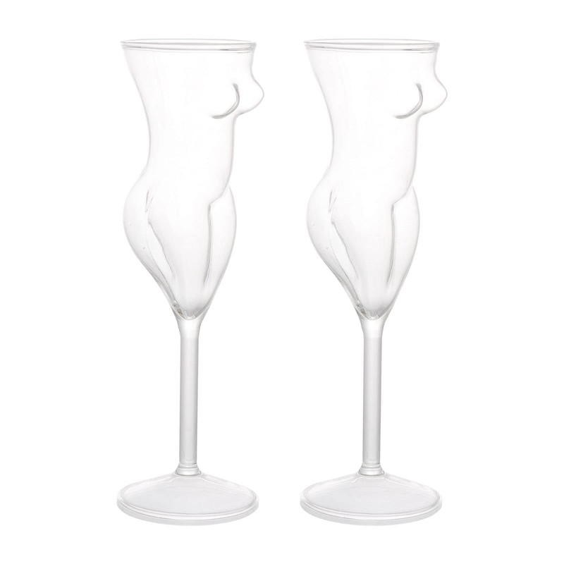 2Pcs Body Shaped Cocktail Glass Set, 6.09oz Clear Hand Blown