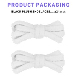 UamGlsob Fuzzy Shoe Laces for Sneakers, 2/5"(10mm) Cute Wide Thick Fluffy Shoelace Strings for Casual Shoes (White, 54"/140cm)