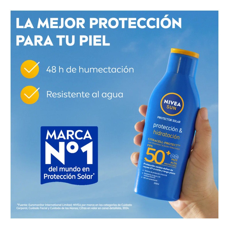 Protector Solar Corporal Nivea Sun Protección Hidratación Fps50 200ml Vitamina