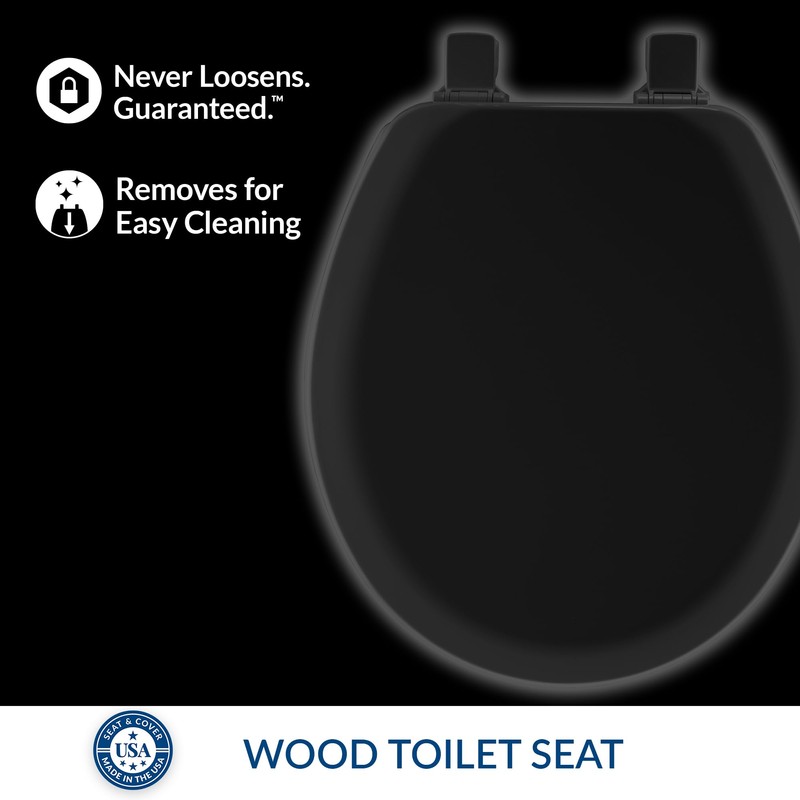 Mayfair Cameron Black Toilet Seat, Non Slip Heavy Duty Wood,