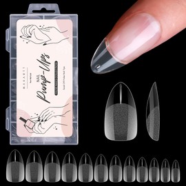 Makartt Almond Nail Tips: Medium Full Cover Fake Nails Half Matte Soft Clear Pre-shape Gel Nail Tips Acrylic False Nails, 12 Sizes French Press on Nail Extension Salon Home DIY 120pcs