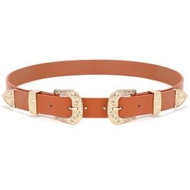 XZQTIVE Women Leather Belt Ladies Vintage Western Belt Retro Cowgirl Leather Belt Black Waist Belt for Pants Jeans Dresses