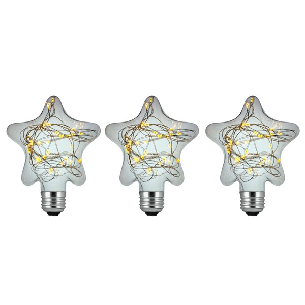 Sunlite 41056-SU LED Decorative Fairy Bulb String-Light Star Shaped Lightbulb, 3 Pack, Warm White