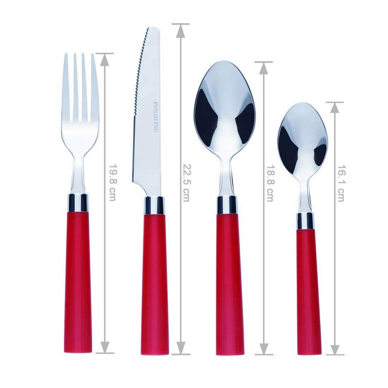 Bon Florentine 16-Piece Stainless Steel Cutlery Set - Red