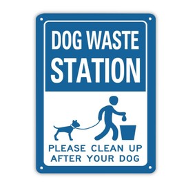 Warning Metal Sign Dog Waste Station Outdoor Yard Sign Fade Resistance Durable Rust Free UV Protected Wall Art Decor Plaque Signs Decorative for Bar Garage Cafes Pubs Home Gate 16x12in