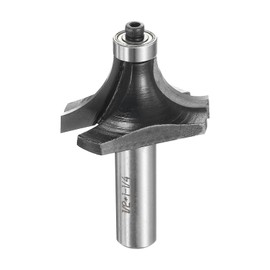 sourcing map Roundover Router Bit 1/2" Shank 1-1/4" Cut Diameter (5/8" Cut Radius) Carbide Tipped 2-Flute Rounding Over Bits with Bearing Guide for Woodworking Carpenter, Black