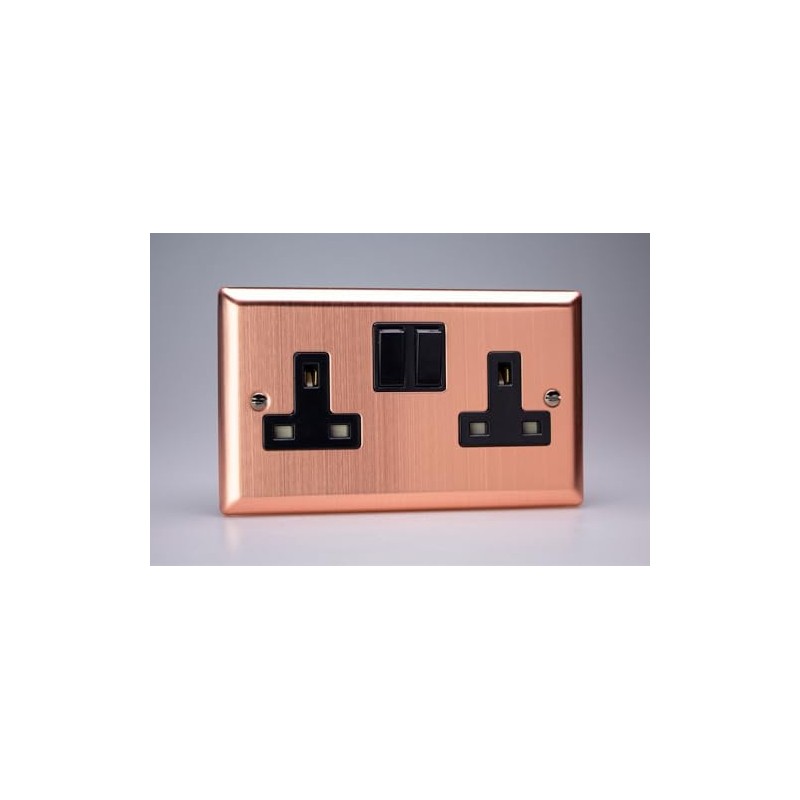 Varilight XY5B.BC 13A Socket, 2-Gang, 2 Pole, Urban Brushed Copper