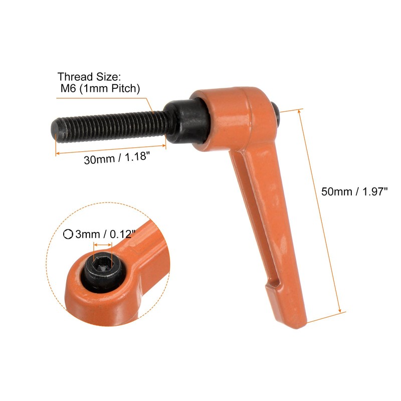 sourcing map 4pcs Adjustable Clamping Lever Handles M6 x 30mm