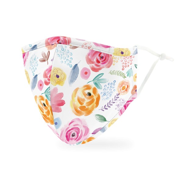 Weddingstar Reusable and Adjustable Protective Fabric Face Mask w/Filter Pocket - Watercolor Rose