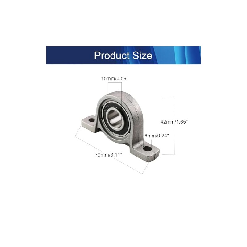 HOOWDAMY 2pcs KP002 15mm Inner Diameter Bore Bracket Pillow Block